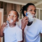 dad and son shaving