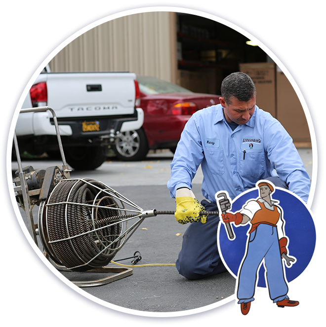 Plumber Cleaning Sewer Pipe Plumber Cleaning Sewer Pipe
