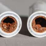 inside a pipe with a blockage