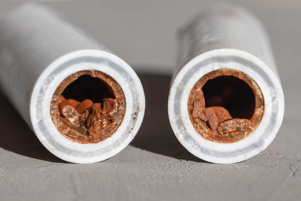 inside a pipe with a blockage