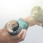 oil and grease buildups inside pipes