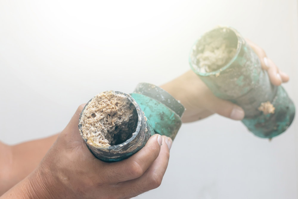 oil and grease buildups inside pipes