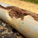 Tree root intrusion on pipe