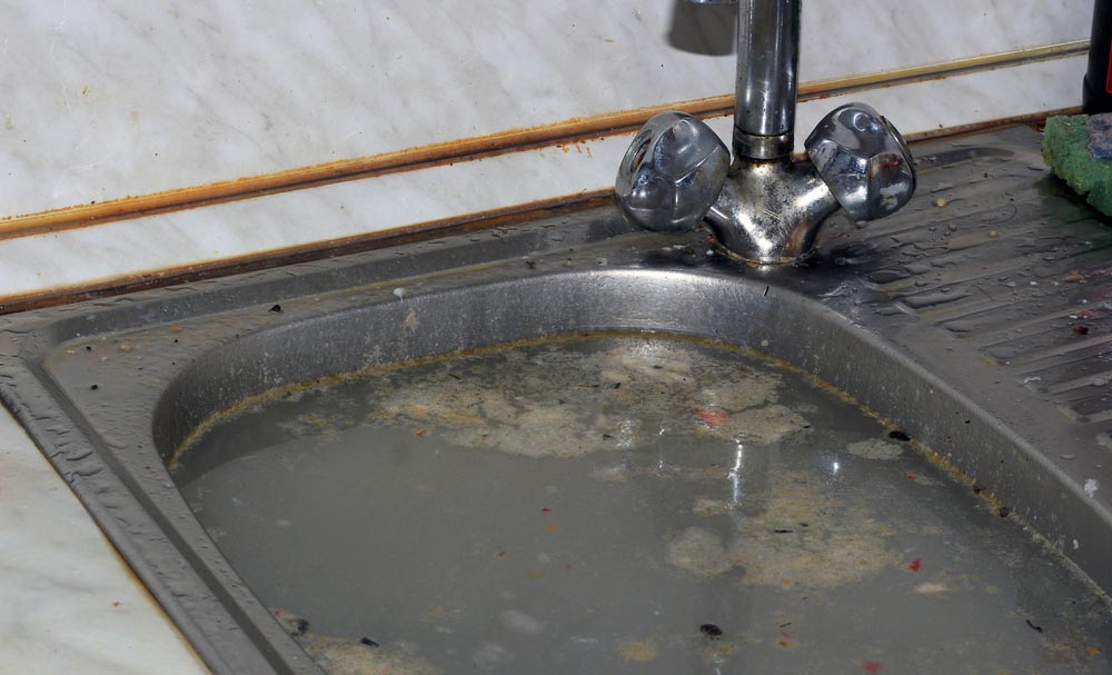a backed-up drain