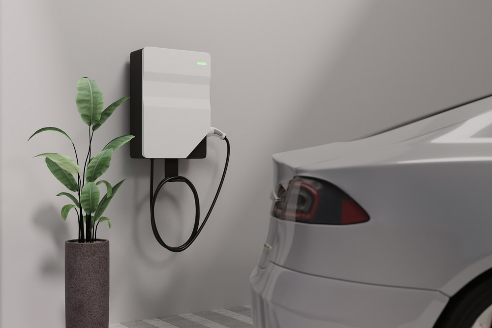 a level 2 charger in a home garage