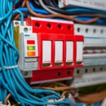 EJ technician installing a whole-home surge protector