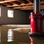 plumber inspecting a flooded utility room