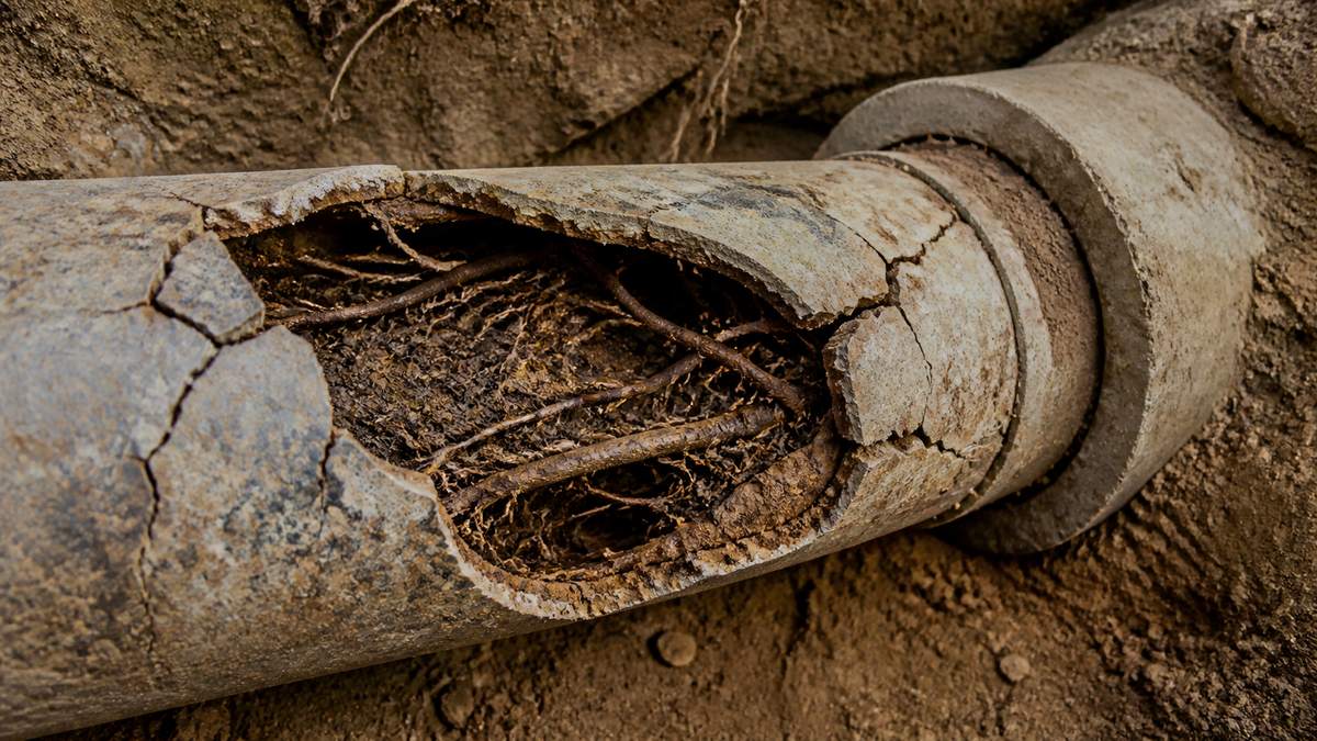 Example of severely damaged underground sewer pipe