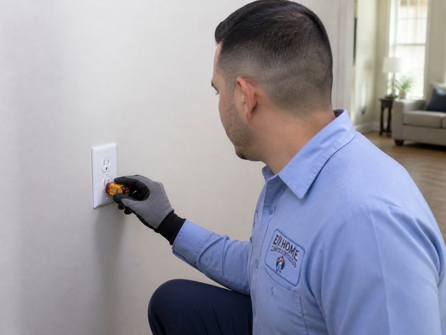 EJ Home Services electrician diagnosing a residential electrical problem