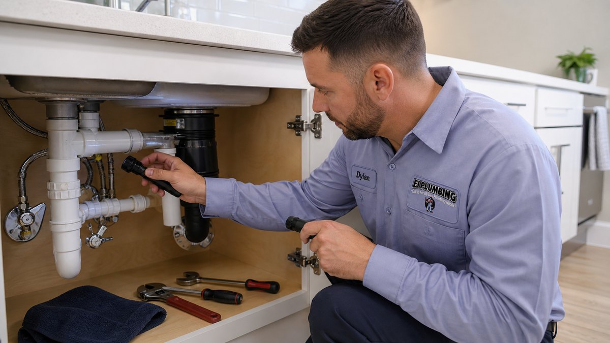 Plumbing repair work in progress
